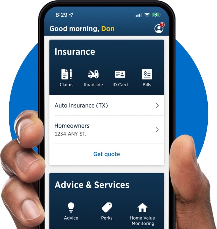 USAA mobile app screen used as a mortgage case study hero visual